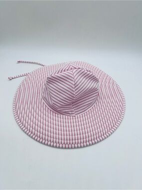 Ruffle Butts Pink and White Striped Sun Hat Size 12m-2T